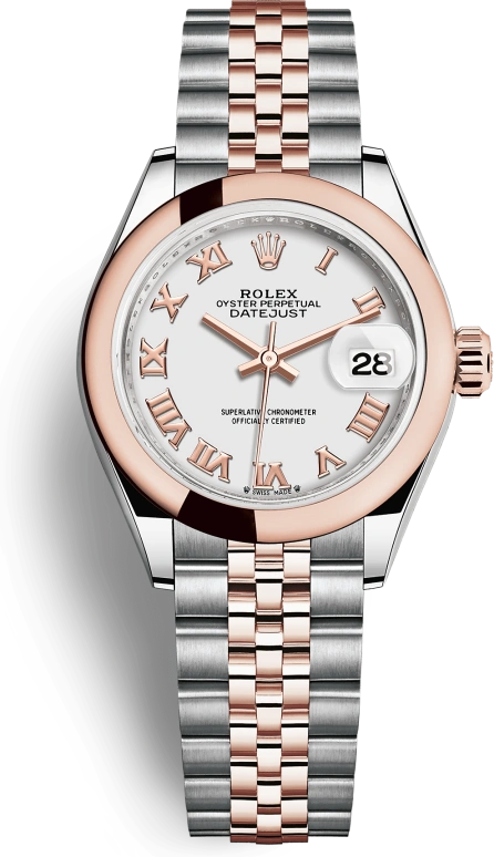 Rolex,Lady-Datejust 28mm,28mm,Everose Gold,Oystersteel,White,Automatic,Day,55hours,279161,279161-0021