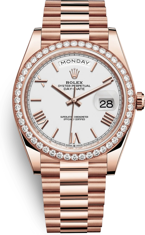 Rolex,Day-Date 40 40mm,40mm,Rose Gold,White,Automatic,Date,Day,228345RBR,228345RBR-0012