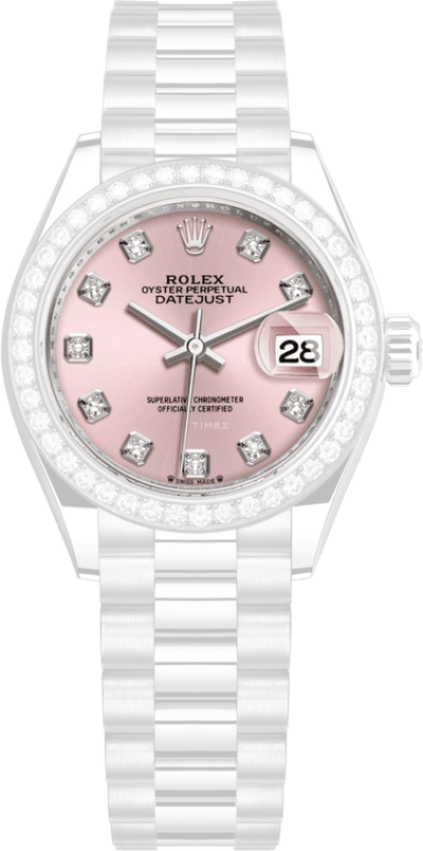 Rolex,Lady-Datejust 28mm,28mm,White Gold,Pink,Automatic,Day,55hours,279139RBR,279139RBR-0005