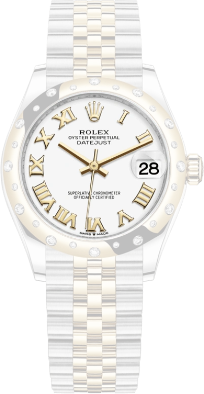 Rolex,Datejust 31 31mm,31mm,Yellow Gold,Stainless Steel,White,Automatic,Day,55hours,278343RBR,278343RBR-0002