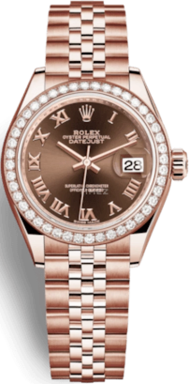Rolex,Lady-Datejust 28mm,28mm,Everose Gold,Brown,Automatic,Day,55hours,279135RBR,279135RBR-0012