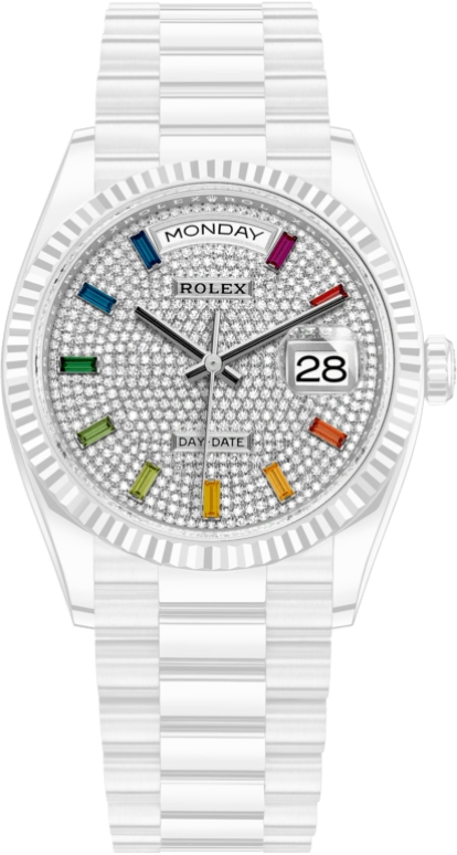Rolex,Day-Date 36 36mm,36mm,White Gold,Silver,Automatic,Date,Day,128239,128239-0019