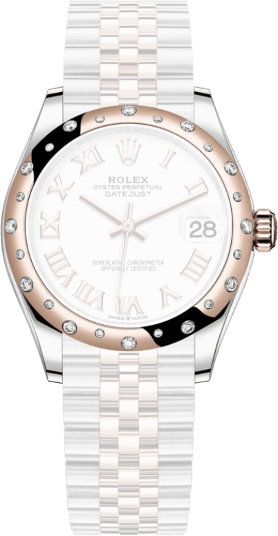 Rolex,Datejust 31 31mm,31mm,Rose Gold,Stainless Steel,White,Automatic,Day,55hours,278341RBR,278341RBR-0002