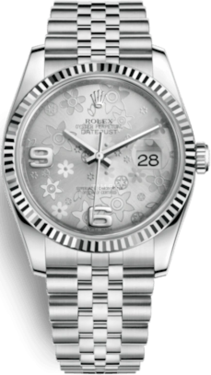 Rolex,Datejust 36 36mm,36mm,White Gold,Stainless Steel,Silver,Automatic,Day,48hours,116234,116234-0118