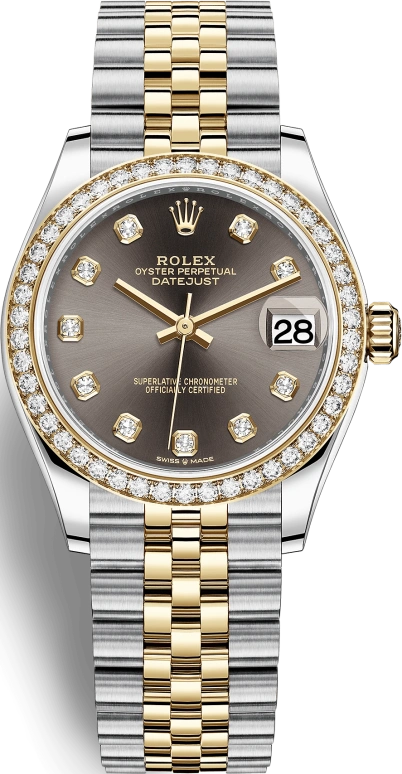 Rolex,Datejust 31 31mm,31mm,Yellow Gold,Stainless Steel,Grey,Automatic,Day,55hours,278383RBR,278383RBR-0022