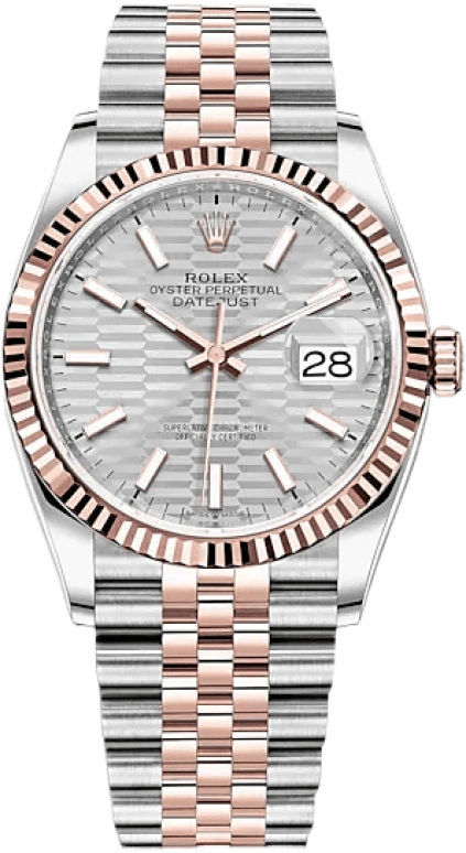 Rolex,Datejust 36 36mm,36mm,Rose Gold,Stainless Steel,Silver,Automatic,Day,70hours,126231,126231-0033