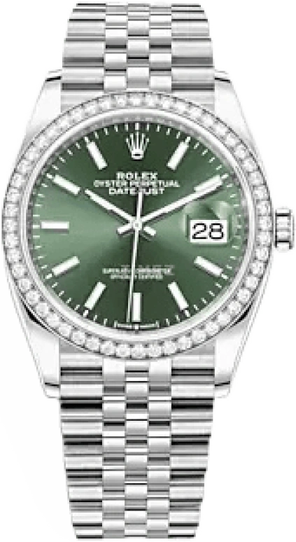 Rolex,Datejust 36 36mm,36mm,White Gold,Oystersteel,Green,Automatic,Day,70hours,126284RBR,126284RBR-0043