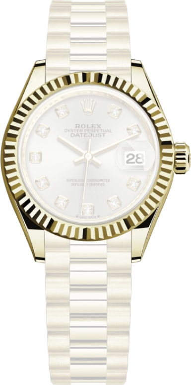 Rolex,Lady-Datejust 28mm,28mm,Yellow Gold,Silver,Automatic,Day,55hours,279178,279178-0015
