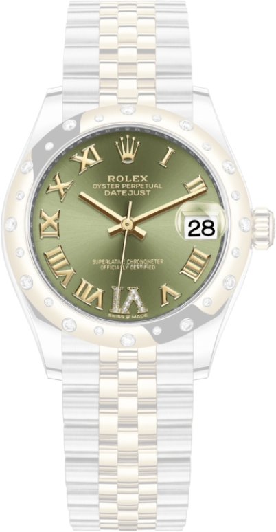 Rolex,Datejust 31 31mm,31mm,Yellow Gold,Stainless Steel,Green,Automatic,Day,55hours,278343RBR,278343RBR-0016
