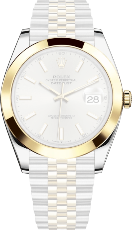 Rolex,Datejust 41 41mm,41mm,Yellow Gold,Stainless Steel,Silver,Automatic,Day,70hours,126303,126303-0002