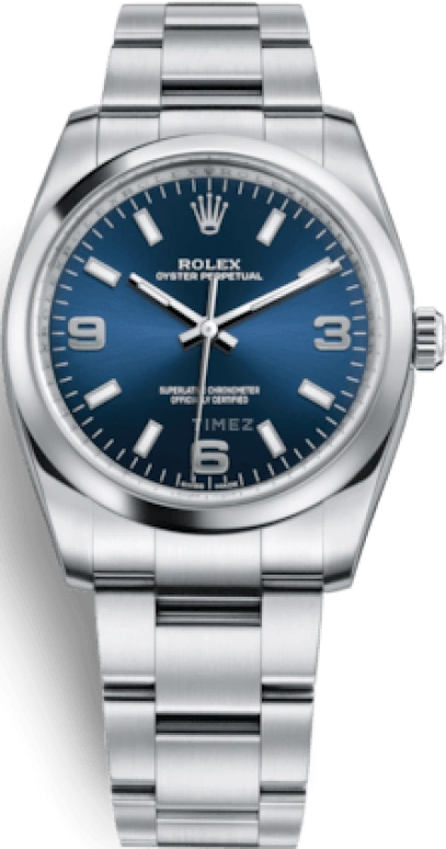 Rolex,Oyster Perpetual 34mm,34mm,Stainless Steel,Blue,Automatic,48hours,In-house Caliber,114200,114200-0014