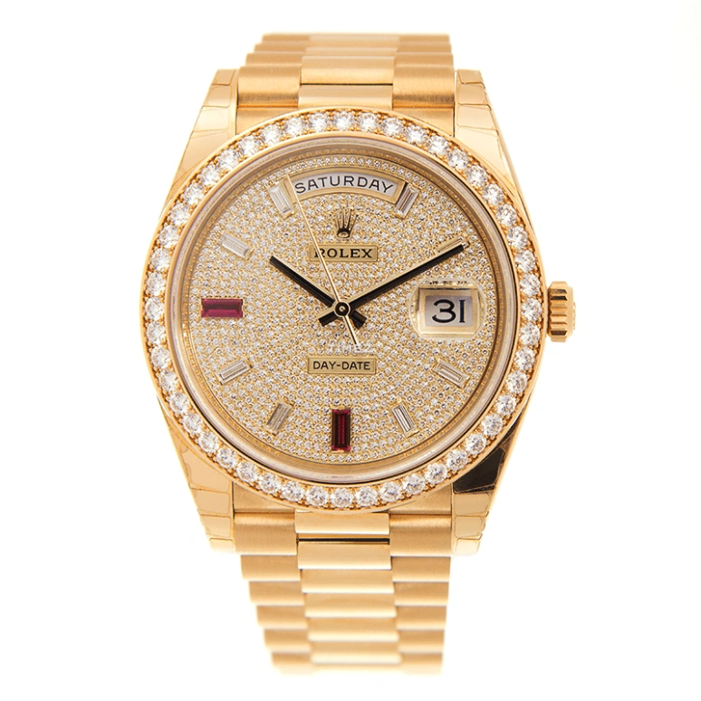 Rolex,Day-Date 36 40mm,40mm,Yellow Gold,Silver,Automatic,Date,Day,228348RBR Ruby
