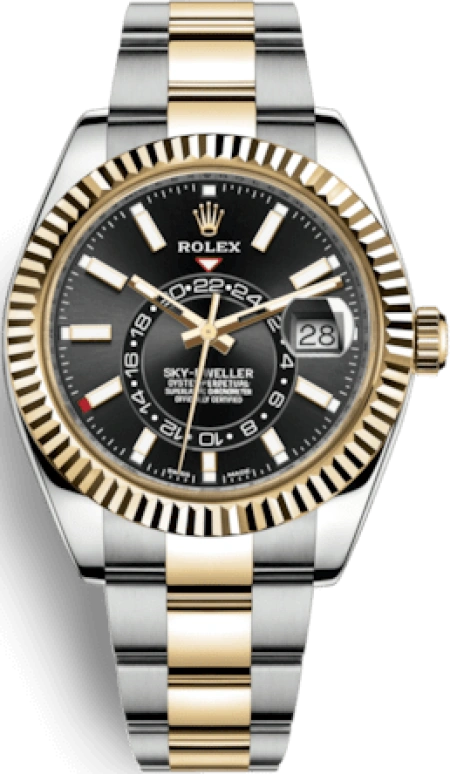 Rolex,Sky-Dweller 42mm,42mm,Yellow Gold,Stainless Steel,Black,Automatic,Annual Calendar,Month,Date,326933,326933-0002