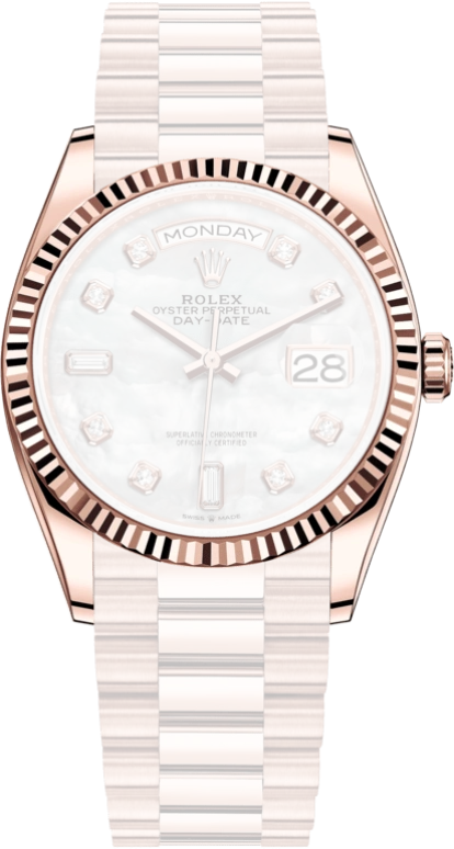 Rolex,Day-Date 36 36mm,36mm,Rose Gold,White,Automatic,Date,Day,128235,128235-0029
