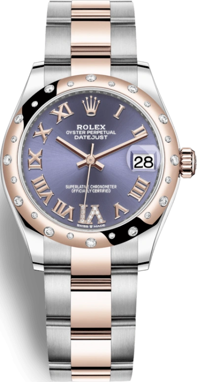 Rolex,Datejust 31 31mm,31mm,Rose Gold,Stainless Steel,Purple,Automatic,Day,55hours,278341RBR,278341RBR-0019