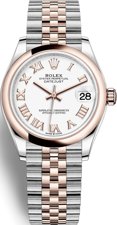 Rolex,Datejust 31 31mm,31mm,Rose Gold,Stainless Steel,White,Automatic,Day,55hours,278241,278241-0002