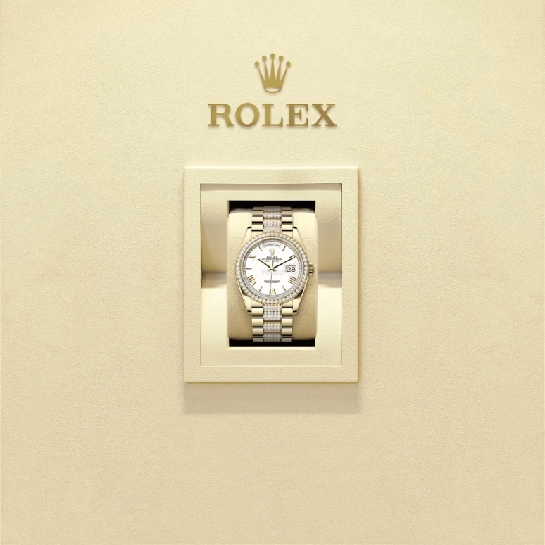 Rolex,Day-Date 36 36mm,36mm,Yellow Gold,White,Automatic,Date,Day,128348RBR,128348RBR-0065