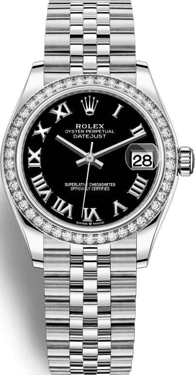 Rolex,Datejust 31 31mm,31mm,White Gold,Stainless Steel,Black,Automatic,Day,55hours,278384RBR,278384RBR-0002