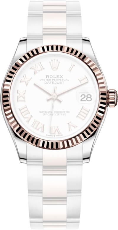 Rolex,Datejust 31 31mm,31mm,Rose Gold,Stainless Steel,White,Automatic,Day,55hours,278271,278271-0001