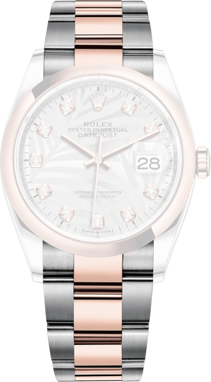 Rolex,Datejust 36 36mm,36mm,Rose Gold,Stainless Steel,Silver,Automatic,Day,70hours,126201,126201-0038