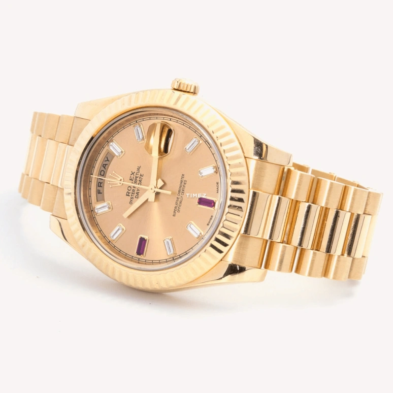 Rolex,Day-Date II 41mm,41mm,Yellow Gold,Gold,Automatic,48hours,In-house Caliber,218238 Ruby
