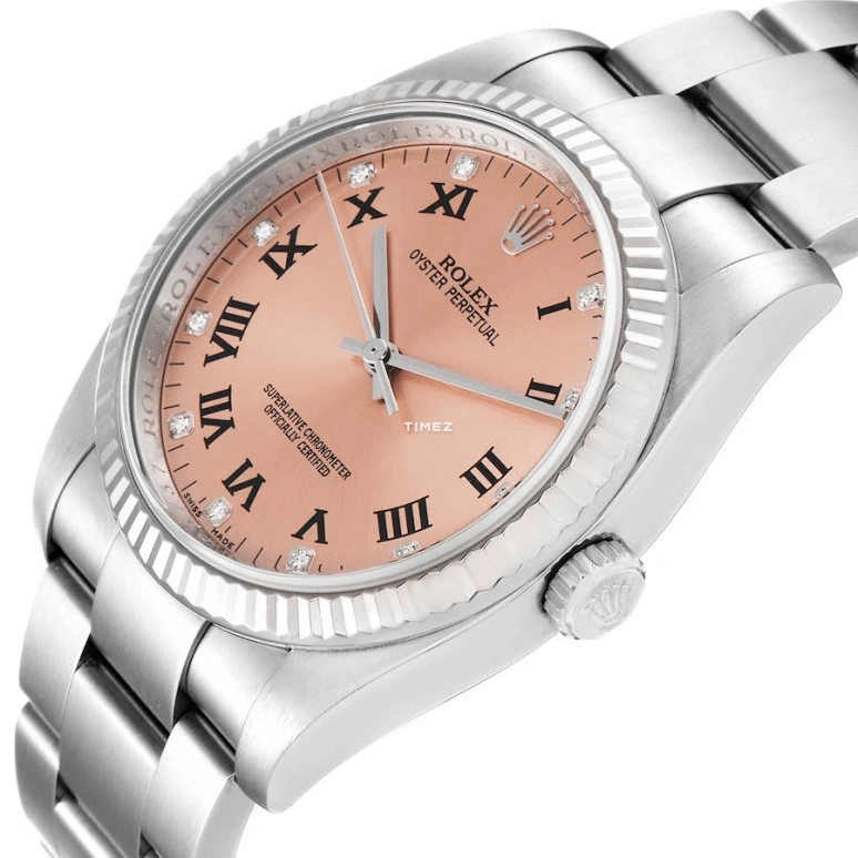 Rolex,Oyster Perpetual 36mm,36mm,White Gold,Oystersteel,Pink,Automatic,48hours,In-house Caliber,116034,116034-0009