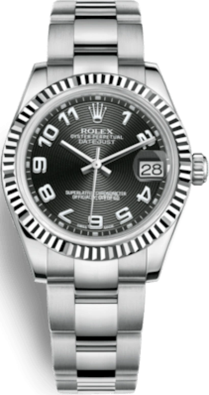 Rolex,Datejust 31 31mm,31mm,White Gold,Stainless Steel,Black,Automatic,Day,48hours,178274,178274-0064