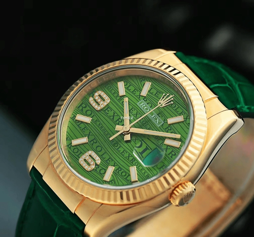 Rolex,Datejust 36 36mm,36mm,Yellow Gold,Green,Automatic,Day,48hours,116138