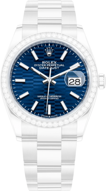 Rolex,Datejust 36 36mm,36mm,White Gold,Stainless Steel,Blue,Automatic,Day,70hours,126284RBR,126284RBR-0042