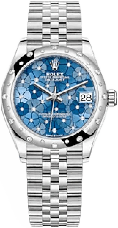 Rolex,Datejust 31 31mm,31mm,White Gold,Stainless Steel,Blue,Automatic,Day,55hours,278344RBR,278344RBR-0038