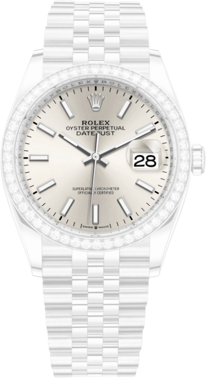 Rolex,Datejust 36 36mm,36mm,White Gold,Stainless Steel,Silver,Automatic,Day,70hours,126284RBR,126284RBR-0005