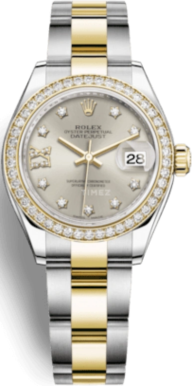 Rolex,Lady-Datejust 28mm,28mm,Yellow Gold,Oystersteel,Silver,Automatic,Day,55hours,279383RBR,279383RBR-0004