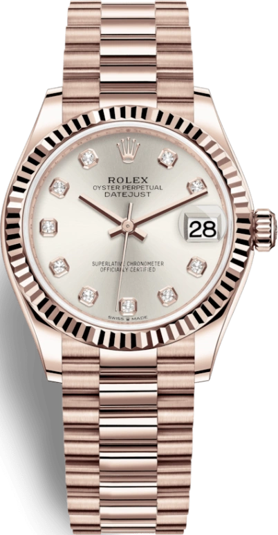 Rolex,Datejust 31 31mm,31mm,Rose Gold,Silver,Automatic,Day,55hours,278275,278275-0039