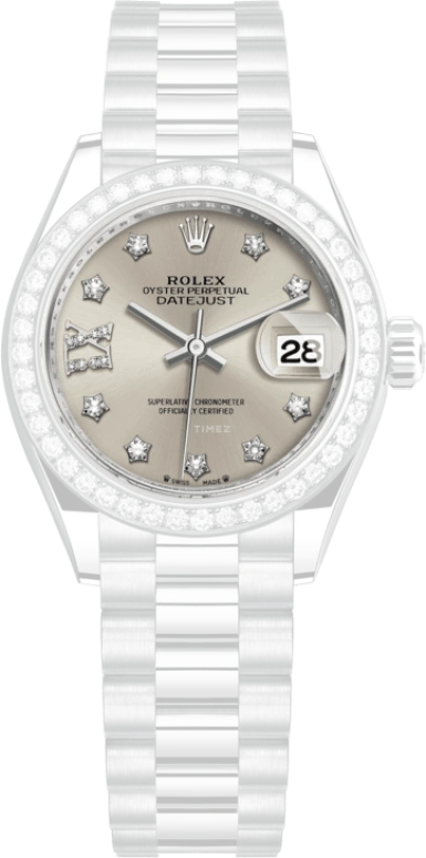 Rolex,Lady-Datejust 28mm,28mm,White Gold,Silver,Automatic,Day,55hours,279139RBR,279139RBR-0003