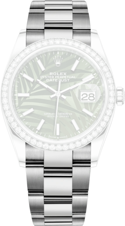 Rolex,Datejust 36 36mm,36mm,White Gold,Stainless Steel,Green,Automatic,Day,70hours,126284RBR,126284RBR-0040