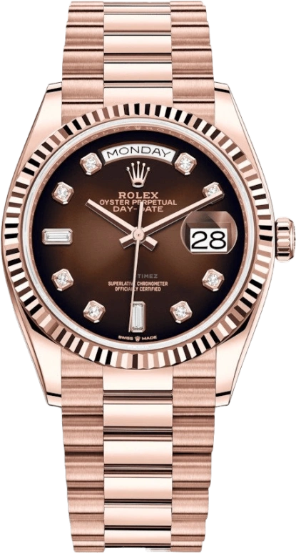 Rolex,Day-Date 36 36mm,36mm,Rose Gold,Brown,Automatic,Date,Day,128235,128235-0037