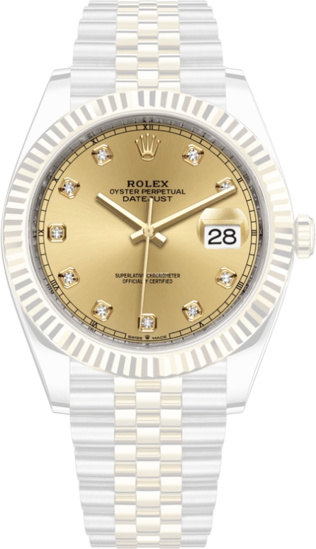 Rolex,Datejust 41 41mm,41mm,Yellow Gold,Stainless Steel,Champagne,Automatic,Day,70hours,126333,126333-0012