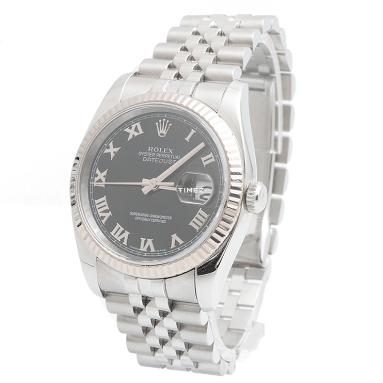 Rolex,Datejust 36 36mm,36mm,Stainless Steel,Black,Automatic,Day,70hours,116234,116234-63200