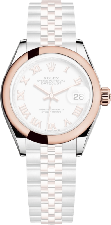 Rolex,Lady-Datejust 28mm,28mm,Everose Gold,Oystersteel,White,Automatic,Day,55hours,279161,279161-0021