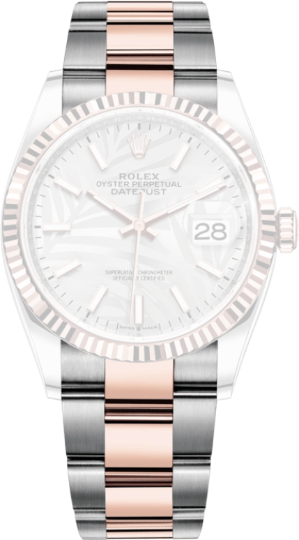 Rolex,Datejust 36 36mm,36mm,Rose Gold,Stainless Steel,Silver,Automatic,Day,70hours,126231,126231-0032