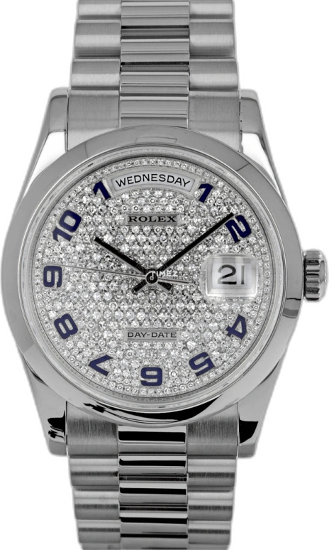 Rolex,Day-Date 36 36mm,36mm,Platinum,Silver,Automatic,Date,Day,118206,118206-0085