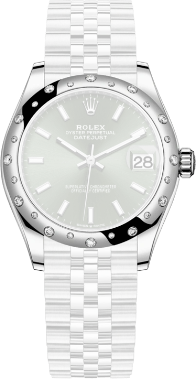 Rolex,Datejust 31 31mm,31mm,White Gold,Stainless Steel,Green,Automatic,Day,55hours,278344RBR,278344RBR-0020