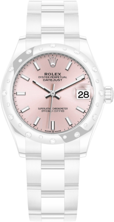 Rolex,Datejust 31 31mm,31mm,White Gold,Stainless Steel,Pink,Automatic,Day,55hours,278344RBR,278344RBR-0015