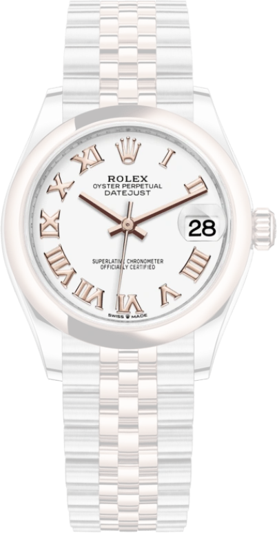 Rolex,Datejust 31 31mm,31mm,Rose Gold,Stainless Steel,White,Automatic,Day,55hours,278241,278241-0002