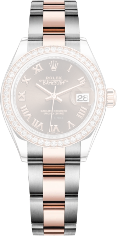 Rolex,Lady-Datejust 28mm,28mm,Rose Gold,Stainless Steel,Brown,Chocolate,Automatic,Day,55hours,279381RBR,279381RBR-0010