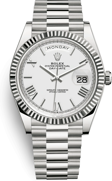 Rolex,Day-Date 40 40mm,40mm,White Gold,White,Automatic,Date,Day,228239,228239-0046