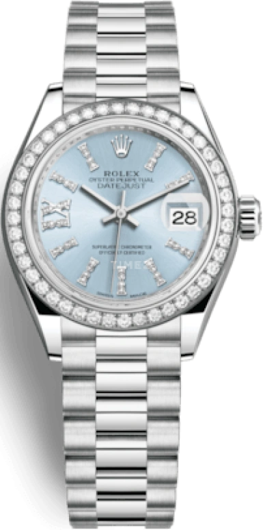 Rolex,Lady-Datejust 28mm,28mm,Platinum,Blue,Automatic,Day,55hours,279136RBR,279136RBR-0001