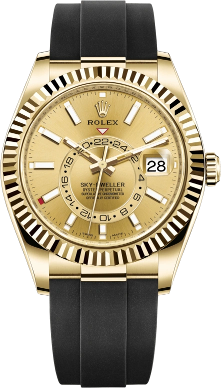 Rolex,Sky-Dweller 42mm,42mm,Yellow Gold,Champagne,Automatic,Annual Calendar,Month,Date,326238,326238-0007