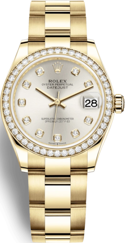 Rolex,Datejust 31 31mm,31mm,Yellow Gold,Silver,Automatic,Day,55hours,278288RBR,278288RBR-0027