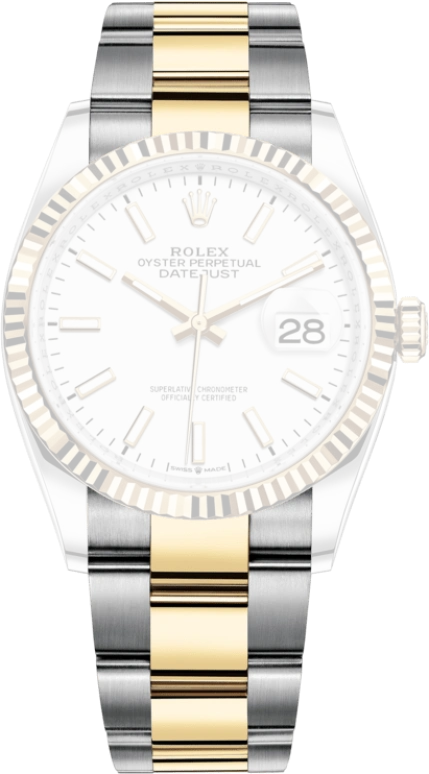 Rolex,Datejust 36 36mm,36mm,Yellow Gold,Stainless Steel,White,Automatic,Day,70hours,126233,126233-0020